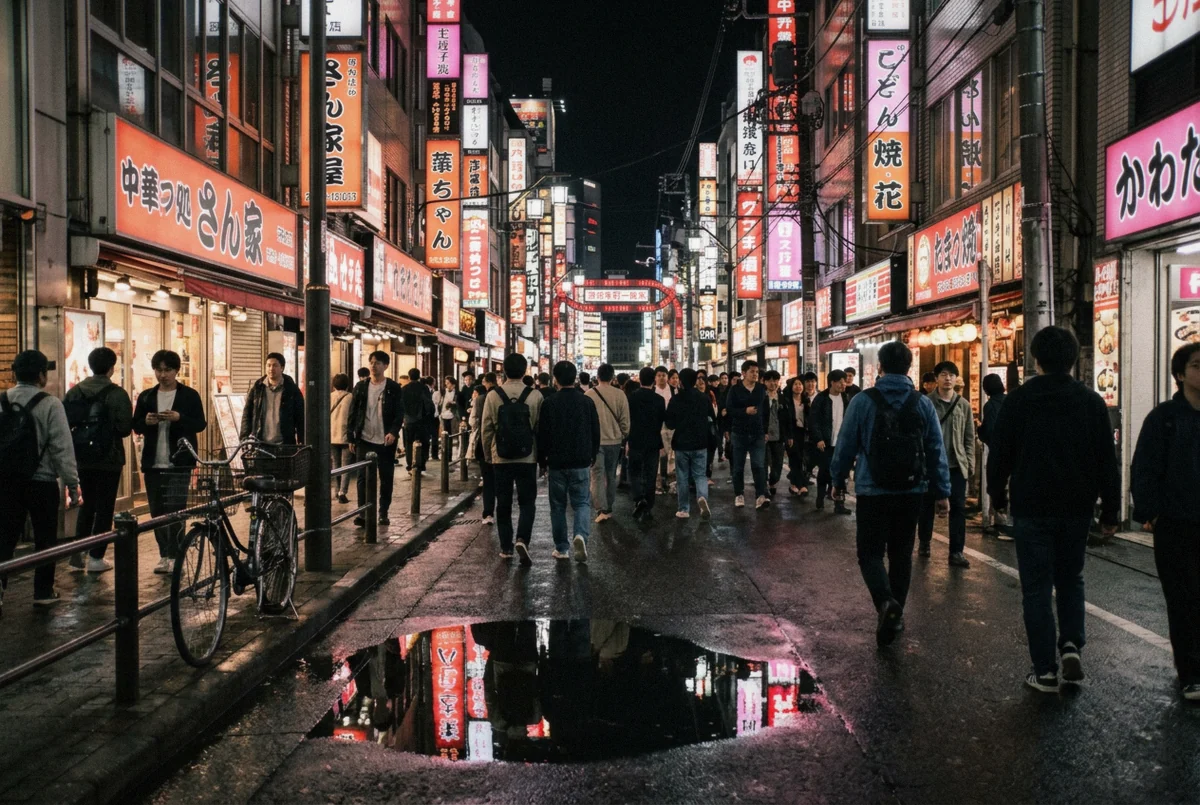 Neon signage along the main Kabukicho street in Shinjuku during a night Tokyo photoshoot