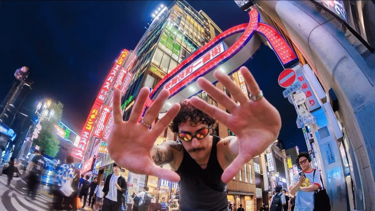 Neon-lit Shinjuku alley at midnight during a Tokyo photoshoot session